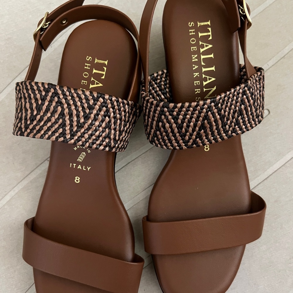 New Italian Shoemakers Brown Block Heel Sandals